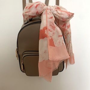 beige vegan leather mini backpack with gold details🤎